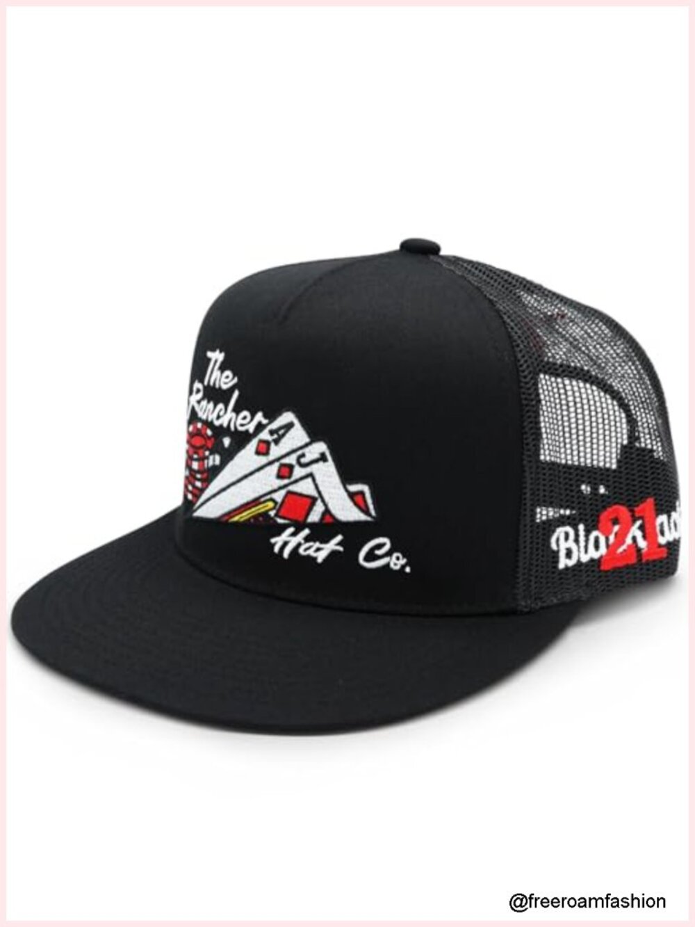 High Profile Flat Bill Trucker Hat Adjustable Snapback Mesh Back